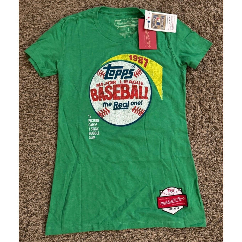 NEW Mitchell & Ness 1987 Topps Baseball Wax Wrapper Collab Women's T-Shirt Large